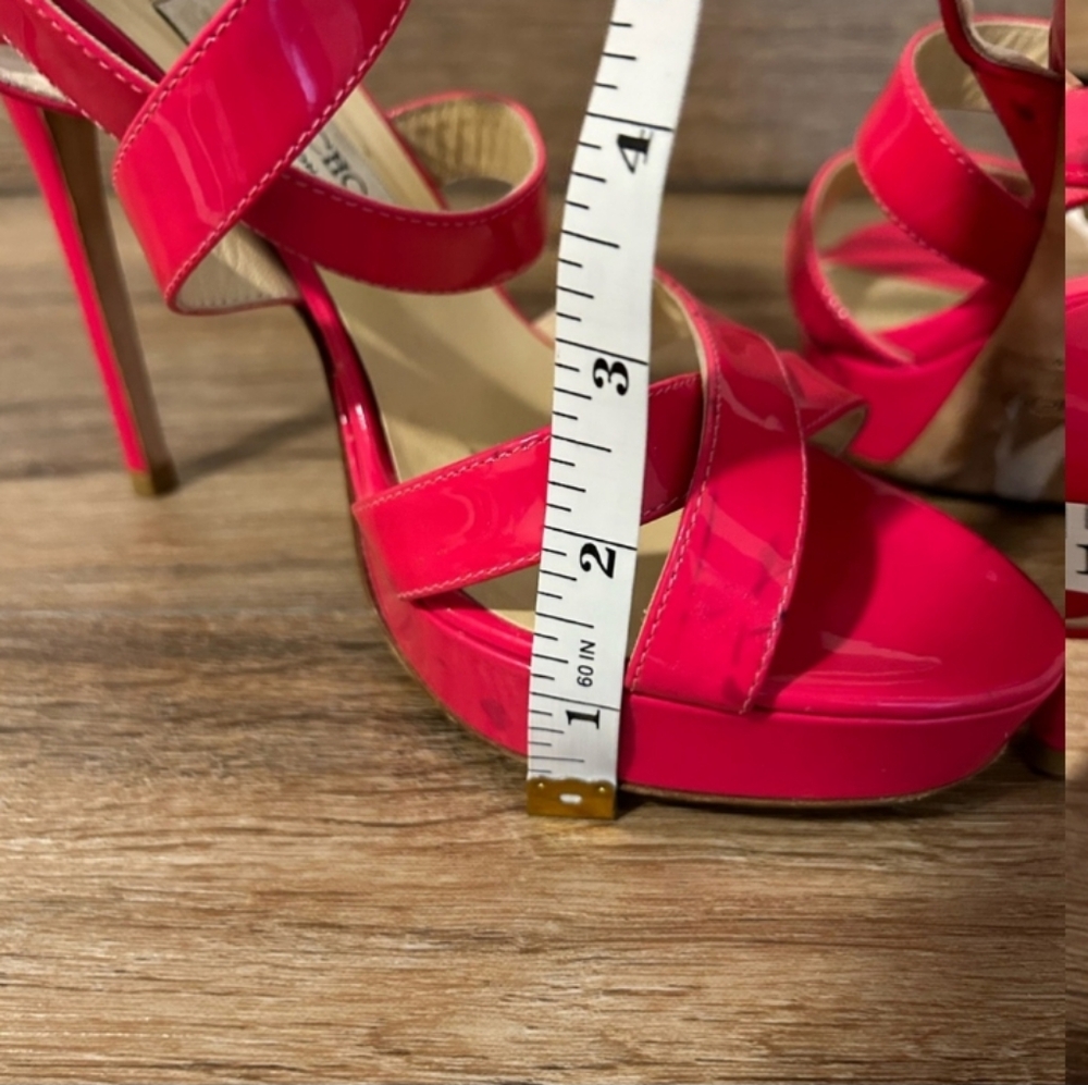 JIMMY CHOO “Louisa" Fuchsia Pink Strappy Platform Sandals Shoes 8.5M pre loved - Picture 6 of 15